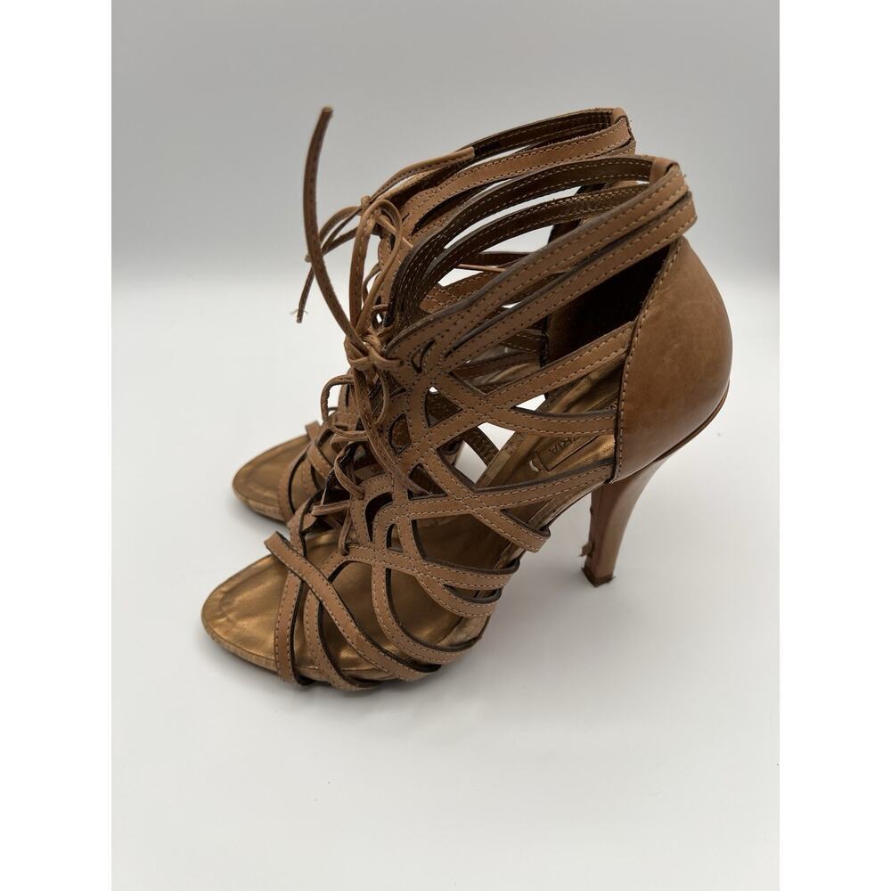 BCBG Max Azria HEELS TAN Lace Up‎ Size 7.5
